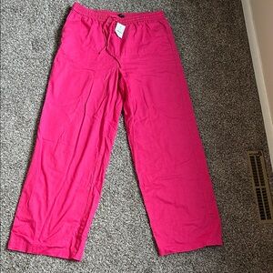 NWT J. Crew Factory Bright Pink Linen Blend Pants